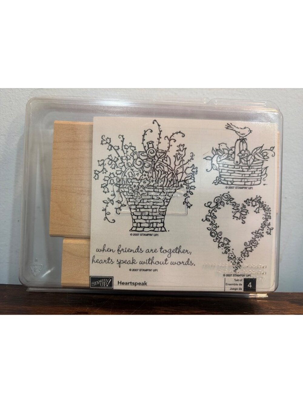 NWB Stampin’ Up! Heartspeak Rubber Stamp Set Of 4 2007 Floral & Heart Crafting